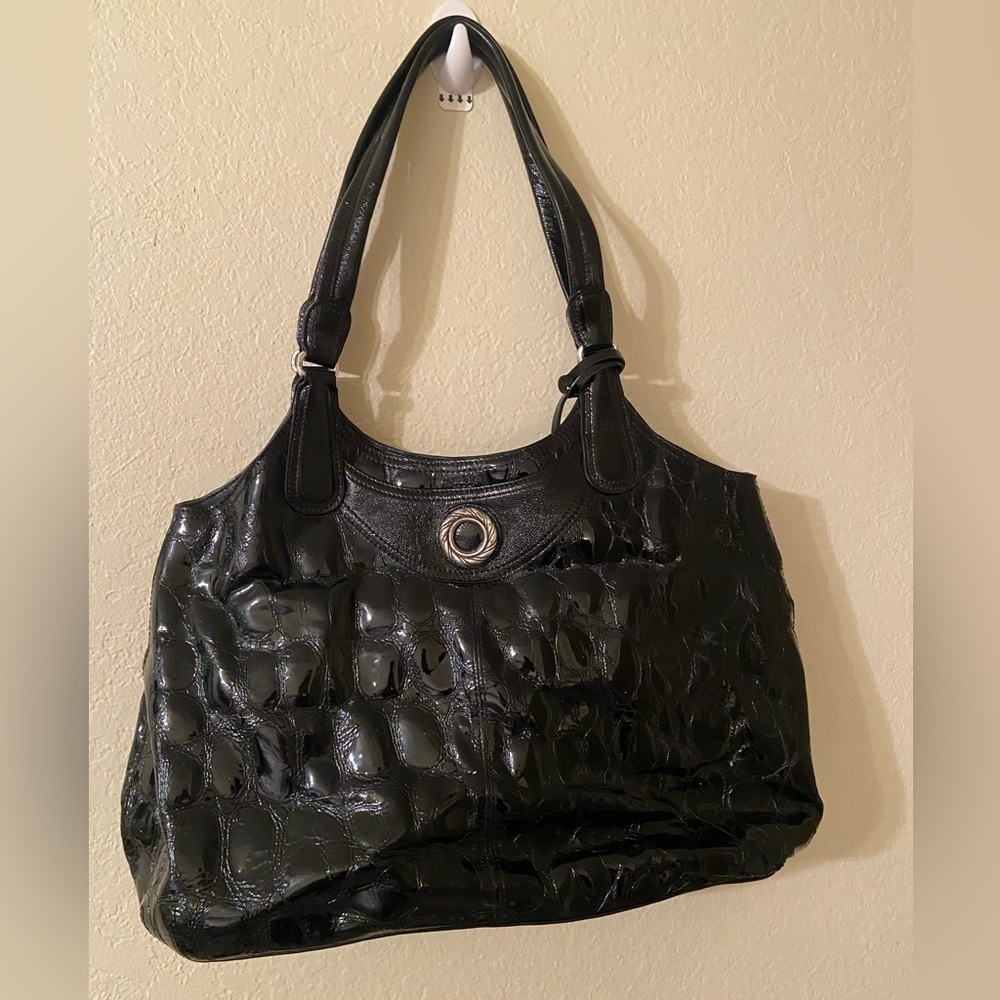 Brighton d845967 black croc patent leather bag purse